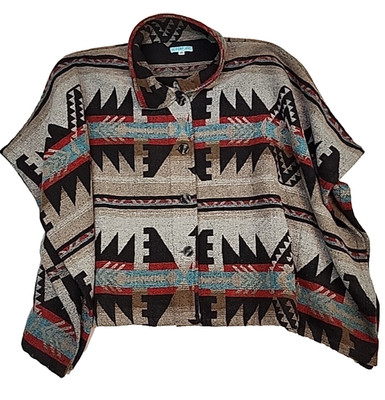 Aina Be Poncho Blanket Shrug Womens Size M Aztec Bohemian Oversized heavy Relax