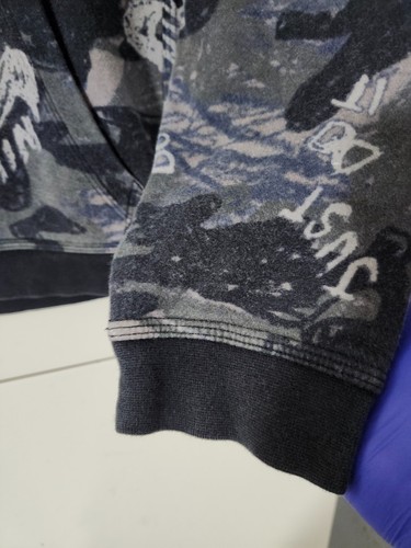 Nike Sportswear Sweatshirt Boys L Black Hoodie Pullover Printed AOP Fleece Logo - Picture 9 of 18