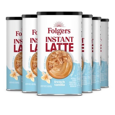 Folgers French Vanilla Flavored Instant Latte, 16 Ounce 16 (Pack of 6) 