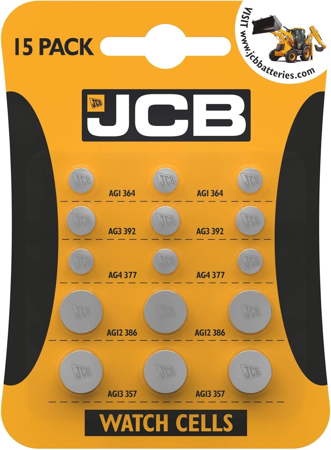 S9715 JCB Coin Cell Mix Batteries - Pack of 15
