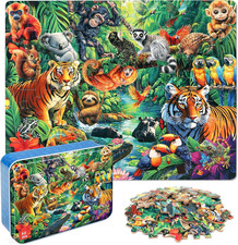 Puzzles for Kids Ages 4-6, Jungle Puzzle 60 Piece Puzzles for Kids in a Metal...