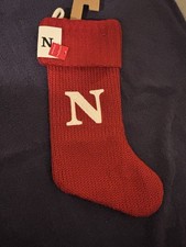 New Wondershop Letter Initial "N Monogram Red Knit Christmas Stocking