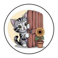 KITTY CAT PEEKING ENVELOPE SEALS LABELS STICKERS FAVORS SCRAPBOOK 2" Or 2.5"