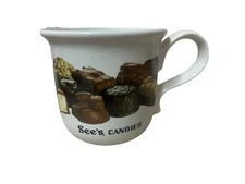 See's Candies Truffles Tea Coffee White Mug Cup Sees Candy Vintage Chocolate