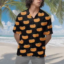 Hot Dog Pattern Aloha Vacation Summer Hawaiian Shirt