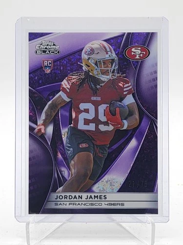 JORDAN JAMES 2025 TOPPS CHROME BLACK ROOKIE PURPLE MINI DIAMOND /75 49ERS Q6548