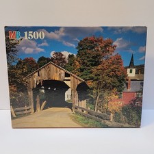 VTG Covered Bridge Waterville VT 1500 Piece Jigsaw Puzzle Milton Bradley 1995