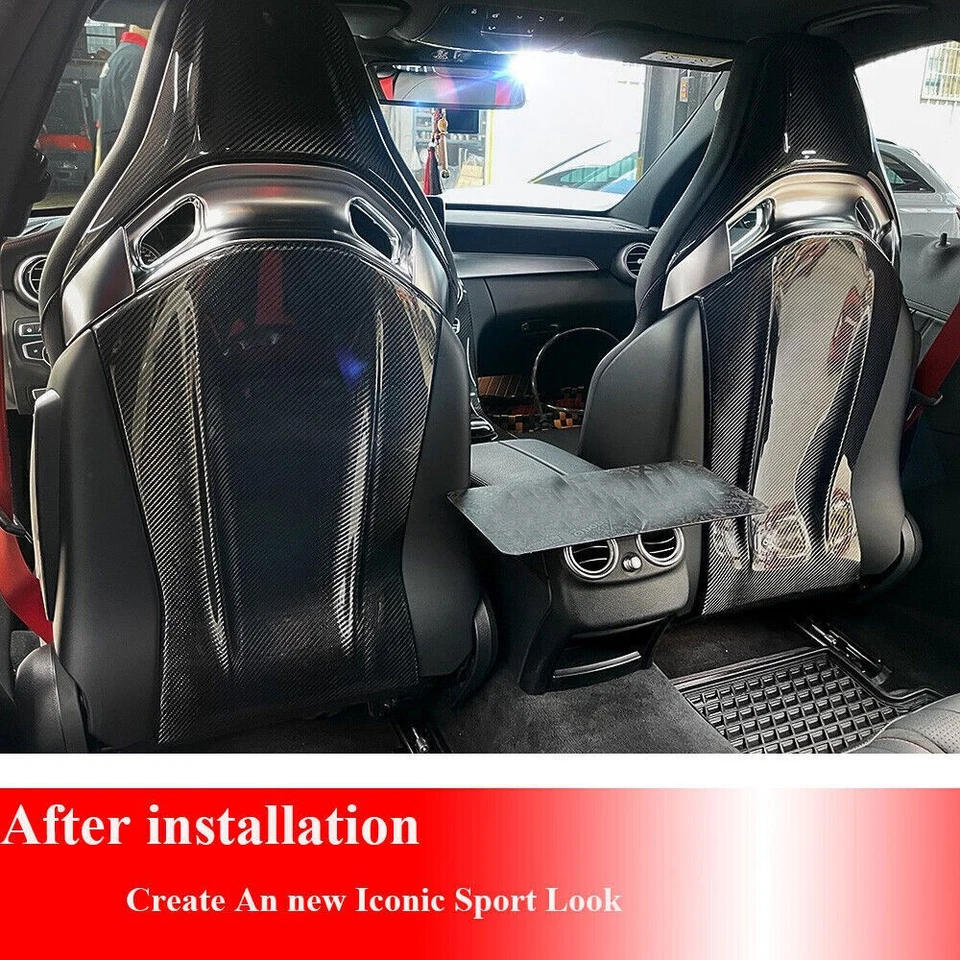 Full Carbon Fiber Seat Back Shell Covers Cap For Benz A35 A45 C43 C63 CLA45 AMG - Image 2 of 4