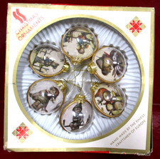Vintage Hummel Christmas Ornaments Plastic Gold Boxed Goebel West Germany EUC