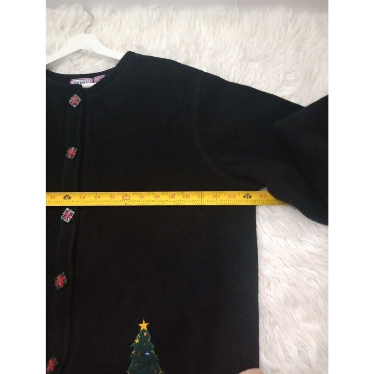 Premier International Christmas Fleece Cardigan XL Black Ugly Sweater Gift Butto View 6