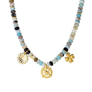 Authentic MAYAMAR 24K Gold Plated 8.5mm Amazonite Rondelle Bead Charm Necklace