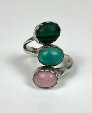 Vintage Navajo Multi-Stone .925 Sterling Silver Ring Size 7