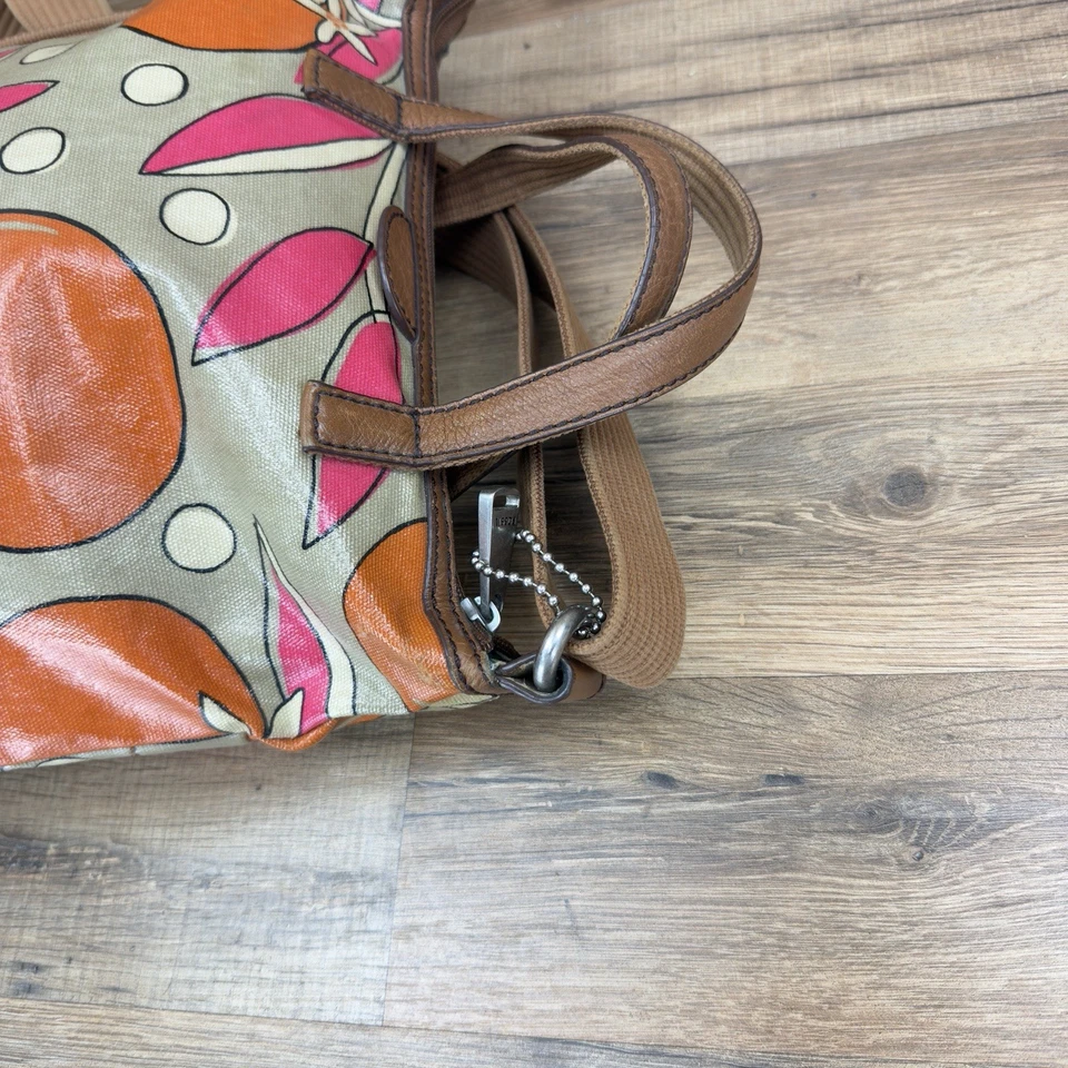 Rare Fossil Key Per Vintage Canvas Leather Messger Turn Lock Bag Handle Shoulder - Image 3 of 4