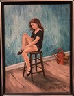 1969 Signed Original Oil On Board Painting Of Young Ballerina ”DIANE” & Doggie! — photo 1
