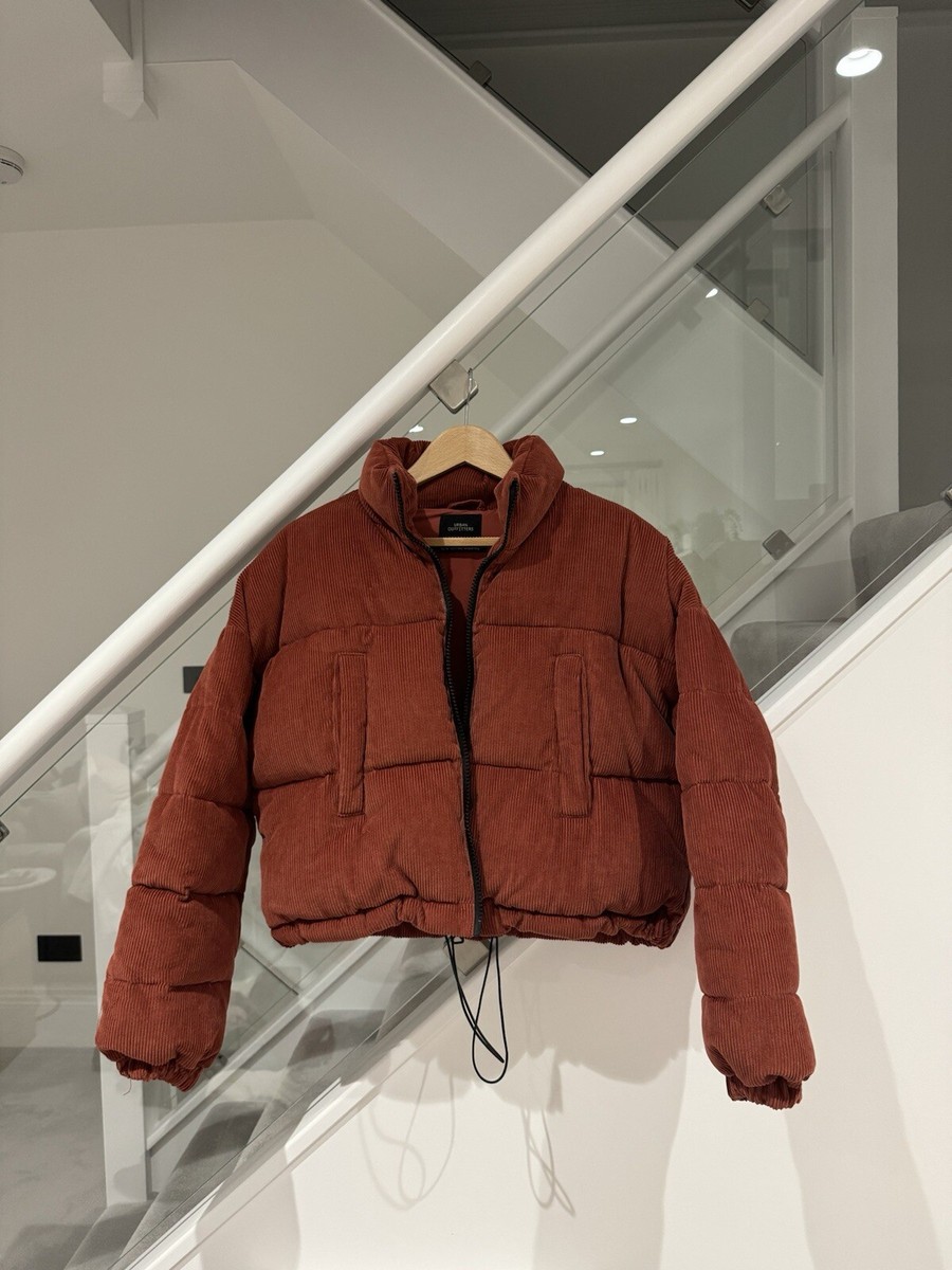 Urban Outfitters Puffer Coat Corduroy Burnt Orange XS New UK