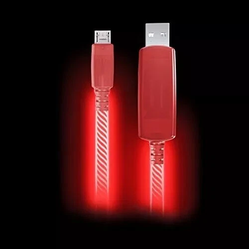 3x Electroluminescent Micro USB Charging Sync Cable Light Up Pulse V2 3FT Red - Image 2 of 4