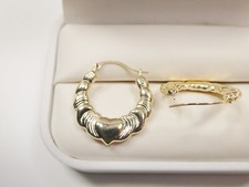 REAL 14K SOLID YELLOW GOLD PLAIN HEART LADIES EARRING