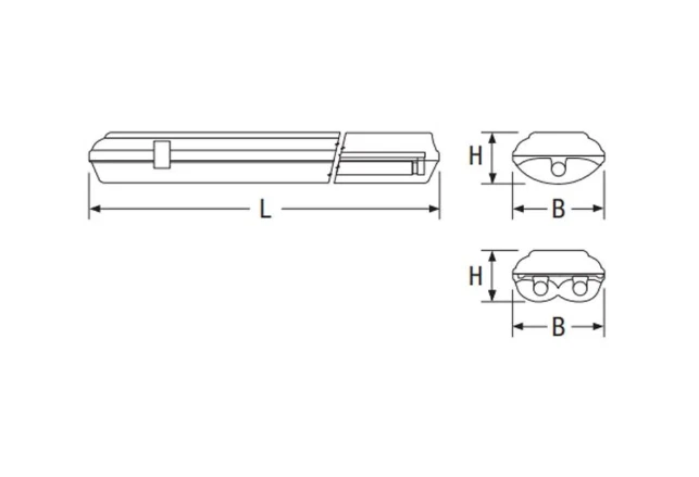 BEGHELLI 258RE STAGNA IP65 L:1564 x B:121 x H:82mm Plafoniera a Neon 2x58W - Immagine 2 di 2