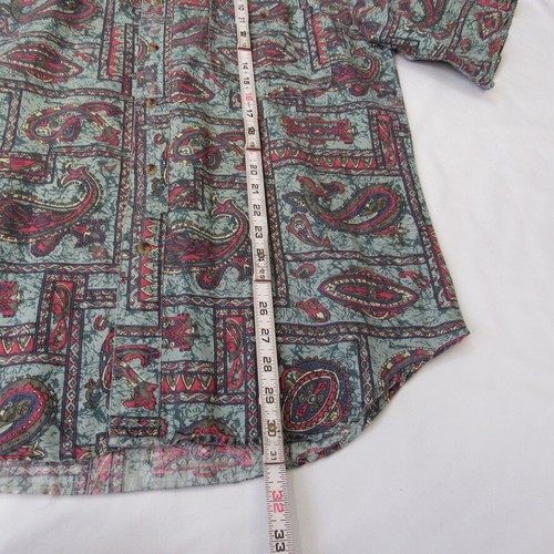 Vintage 90s Bugle Boy Mens Large Streetwear Paisley Short Sleeve Button Up Shirt - Picture 4 of 5
