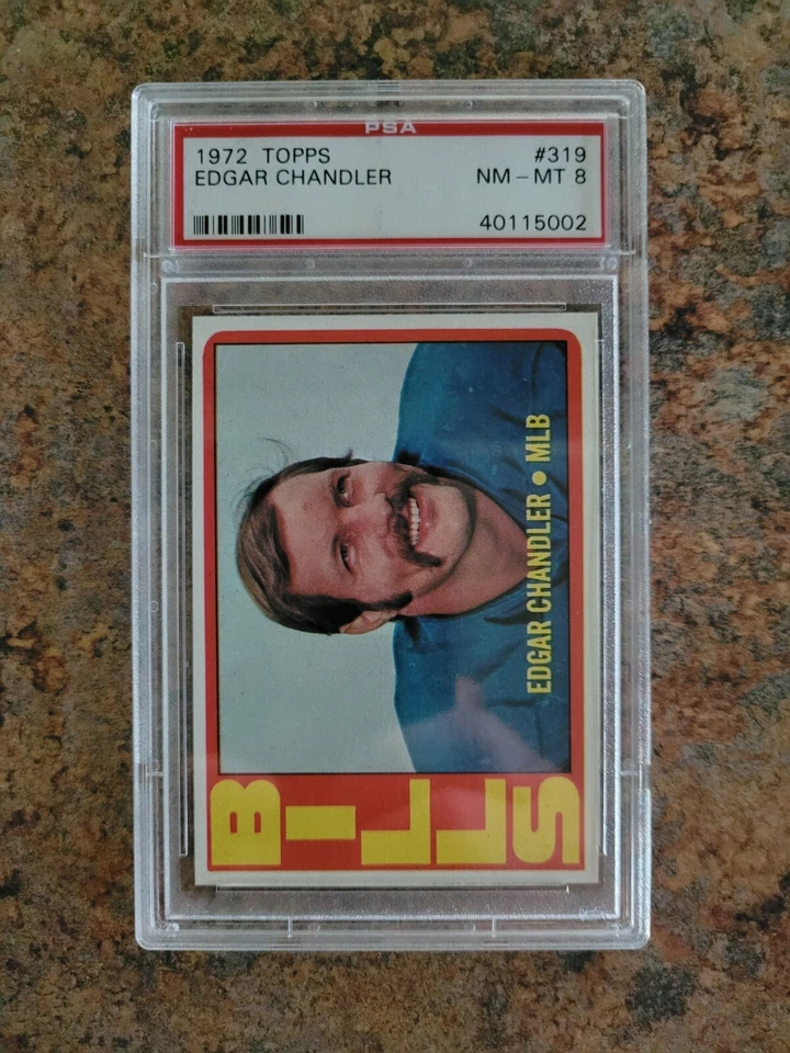 1972 Topps Football Card Edgar Chandler, High Number, #319, PSA 8, NM-MT - Image 2 of 4