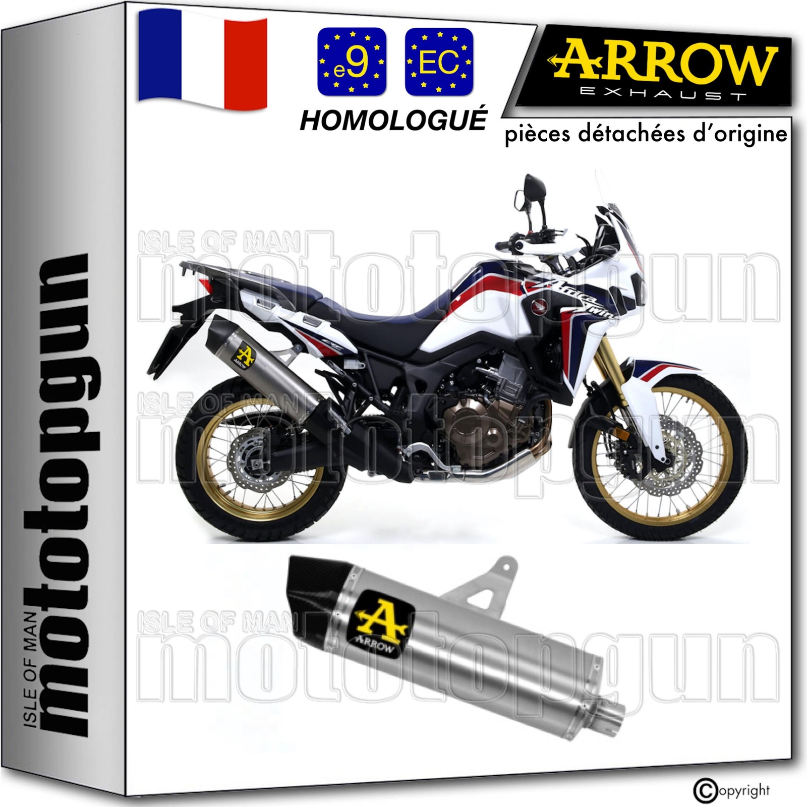 Silencieux Arrow MRT Aluminium pour Africa Twin 1000 Transformer le Couple 2018