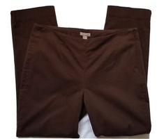 J.JILL Stretch Flat Front Side Zip Slim Fit Cropped BROWN Pants Petite Sz 4
