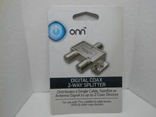 New Onn 2 way Splitter Use w TV/satellite/cable/DVR/DVD 5-2500 Mhz