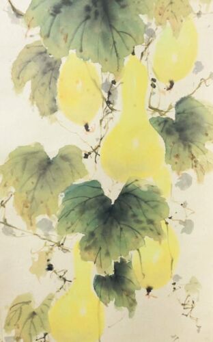 Gourd JAPANESE PAINTING ANTIQUE HANGING SCROLL OLD Ink JAPAN Picture f041 - Picture 1 of 11