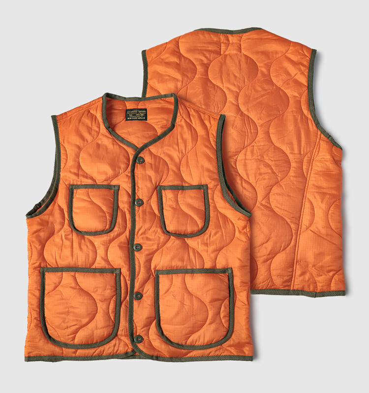 Mens Retro Quilted Liner Vest Japanese Urban Outdoor Military