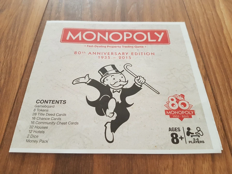 Monopoly édition 80ème anniversaire 1935-2015 notice de rechange/remplacement - Photo 1/1