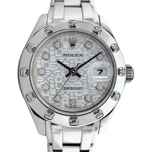 ROLEX Ladies 29mm White Gold MASTERPIECE Silver Jubilee Diamond 80319 SANT BLANC - Picture 1 of 5