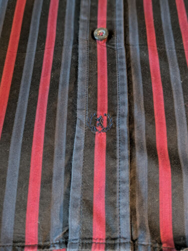 Bugatchi Uomo Men's Navy Red Black Striped Paisley Collar and Cuffs Shirt XXL - Picture 8 of 16