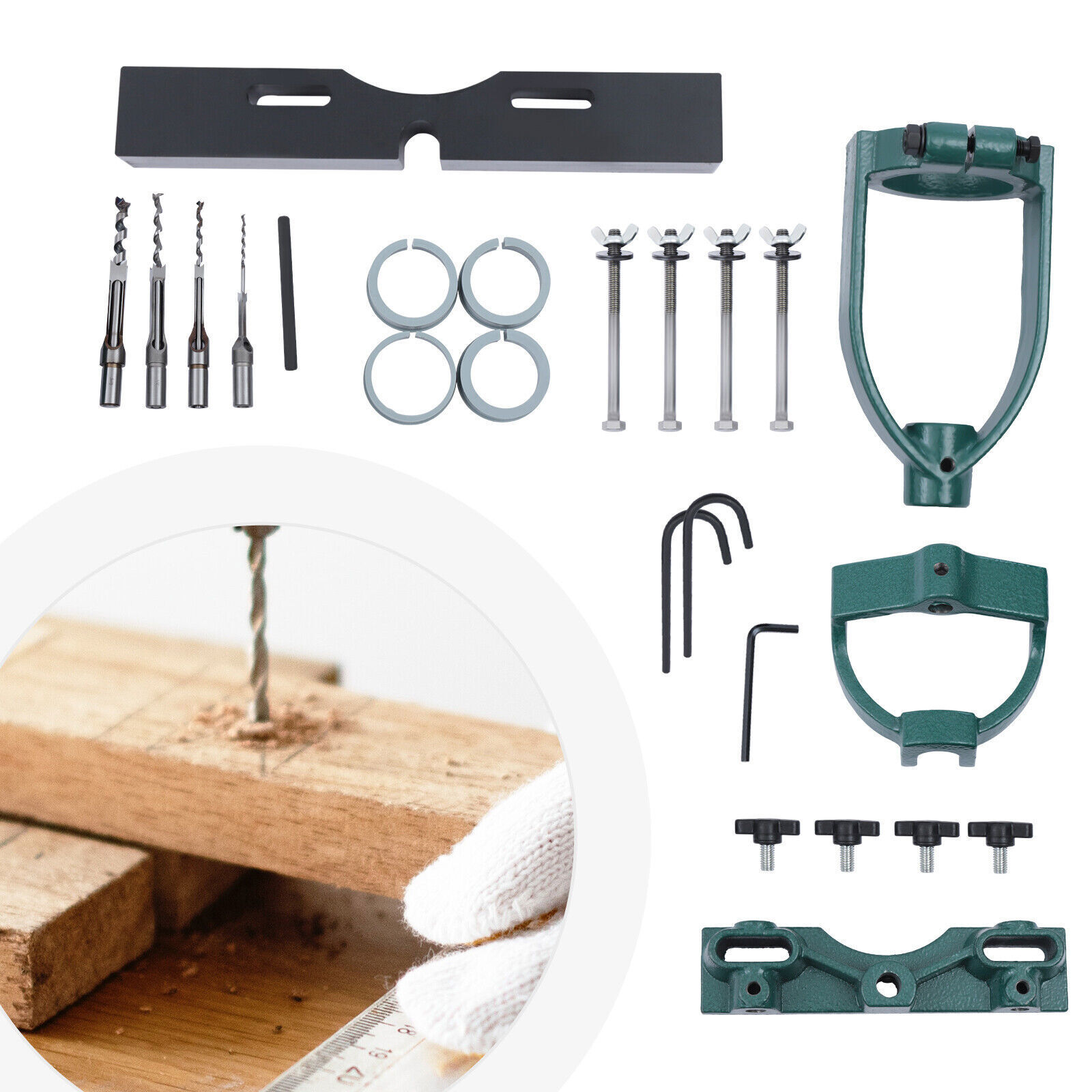 Mortising Kit Square Hole Drill Press Attachment Mortise Locator Tool +4 Bits US eBay