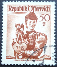 Austria 1948 Mi 904, DS Vorarlberger Tracht, stemplowane