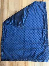 Pro Goleem Baby Soft Minky Dot Blanket with Silky Satin Backing Navy
