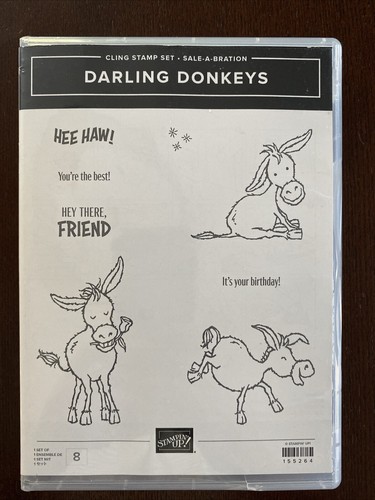 Stampin' Up! DARLING DONKEYS Stamp Set- RETIRED- Birthday, Friend, Farm