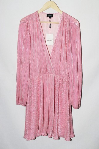 NWT Bardot Bellissa Pleat Dress Light Pink Shine size 6 Small Faux Wrap - Picture 2 of 9