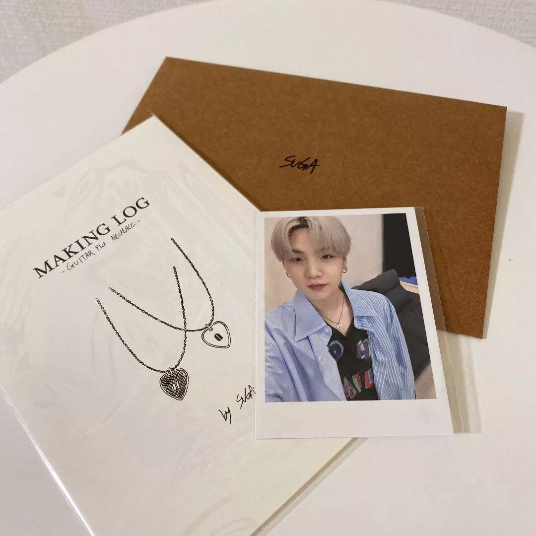 BTS SUGA ARTIST MADE COLLECTION GUITAR PICK NECKLACE Photo card & Making log