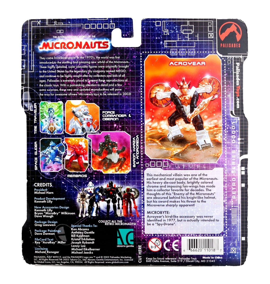 NEW PALISADES 2002 Retro MICRONAUTS ACROYEAR ACTION FIGURE