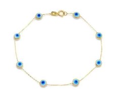 14K Yellow Gold Evil Eye Bracelet