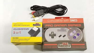 SNES AC Adaptor Power Supply + AV Cable Cord + PGS CONTROLLER (Super Nintendo)