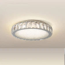 14'' Modern K9 Crystal LED Ceiling Light Flush Mount 3 Color Dimmable Fixture