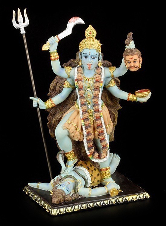 Colorful Blue Kali Figure - Hindu Goddess Buddha
