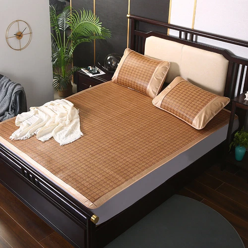Summer Sleeping Rattan Bed Mat Foldable Nature Bamboo Cool Bed Mat +Pillowcase - Picture 24 of 29