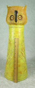 Bitossi Rosenthal Netter Ceramic Owl Candle Pedestal 20 inch Tall Raymor Vintage