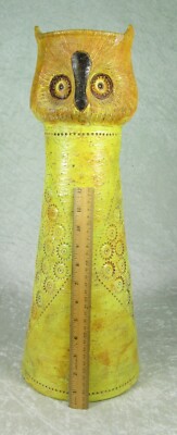 Bitossi Rosenthal Netter Ceramic Owl Candle Pedestal 20 inch Tall Raymor Vintage