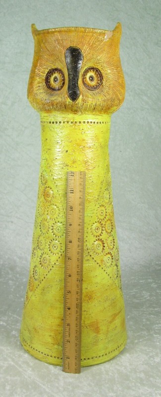 Bitossi Rosenthal Netter Ceramic Owl Candle Pedestal 20 inch Tall Raymor Vintage