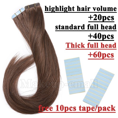 Skin Weft Tape in Remy Human Hair Extension Straight 20/40/60 Pieces Full Head - Picture 8 of 23