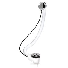 Nuie Modern Extended Bath Pop Up Waste with Overflow Brass Chrome Bathroom Plug