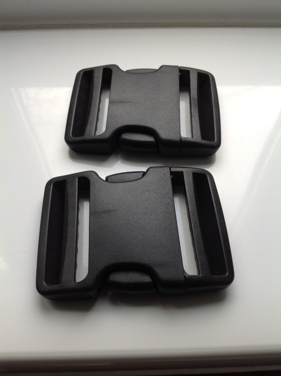 Black No Sew Plastic Dual Adjust Side Release Buckle 20mm 25mm 30mm 38mm  50mm